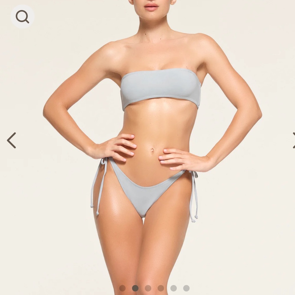 SKIMS SIGNATURE SWIM MICRO BANDEAU BIKINI TOP & DIPPED TIE BOTTOMS
